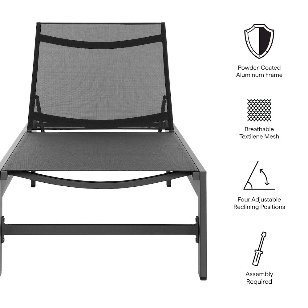 Tahoe Outdoor Patio Mesh and Aluminum Chaise Lounge. Picture 2