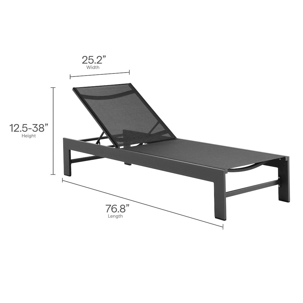 Tahoe Outdoor Patio Mesh and Aluminum Chaise Lounge. Picture 3