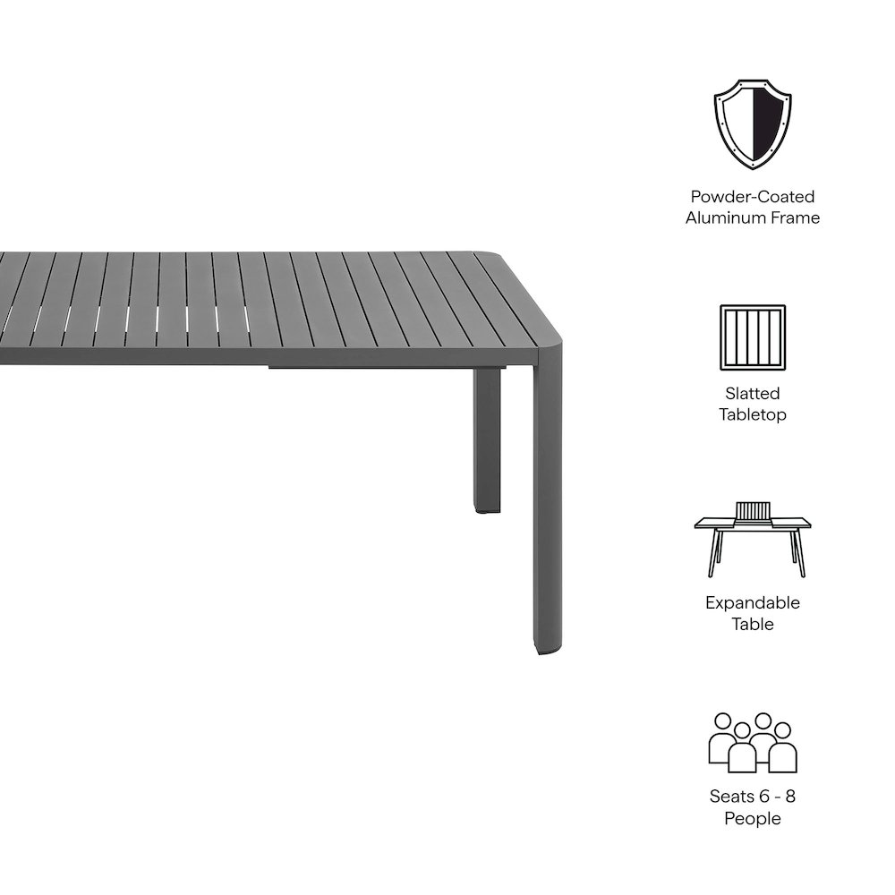 Tahoe Outdoor Patio Aluminum Extendable Dining Table. Picture 2
