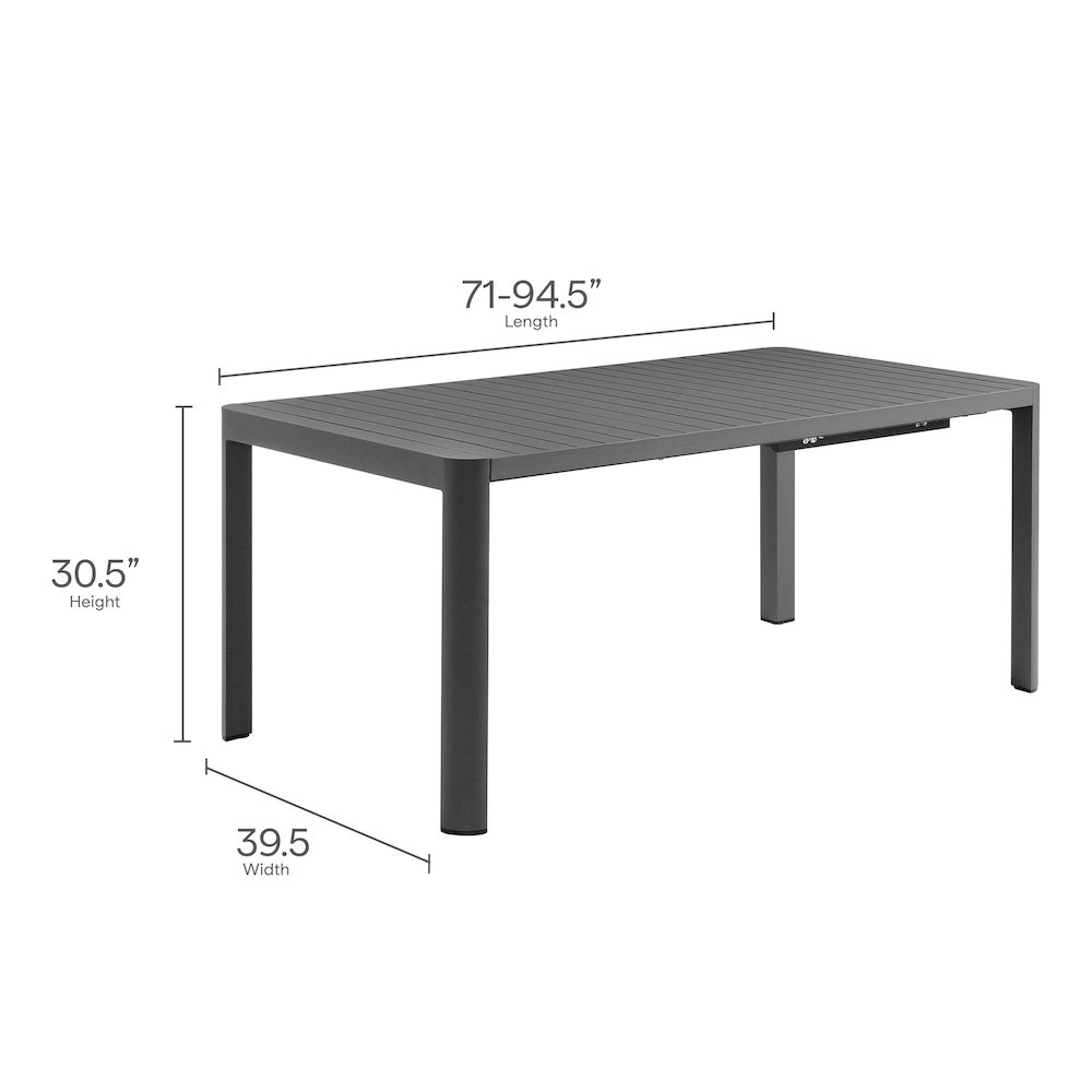 Tahoe Outdoor Patio Aluminum Extendable Dining Table. Picture 3