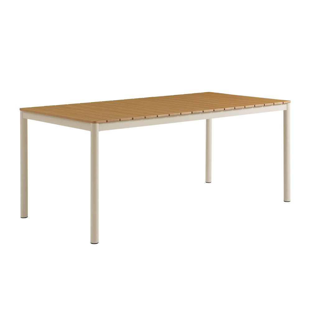Finn 71" Outdoor Patio Aluminum Dining Table with Faux Wood Top. Picture 1