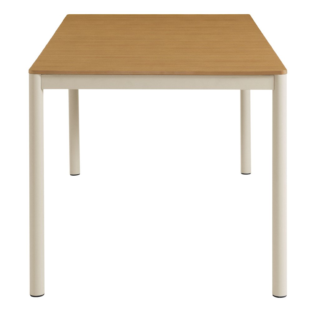 Finn 71" Outdoor Patio Aluminum Dining Table with Faux Wood Top. Picture 4