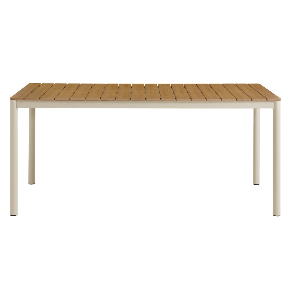 Finn 71" Outdoor Patio Aluminum Dining Table with Faux Wood Top. Picture 5