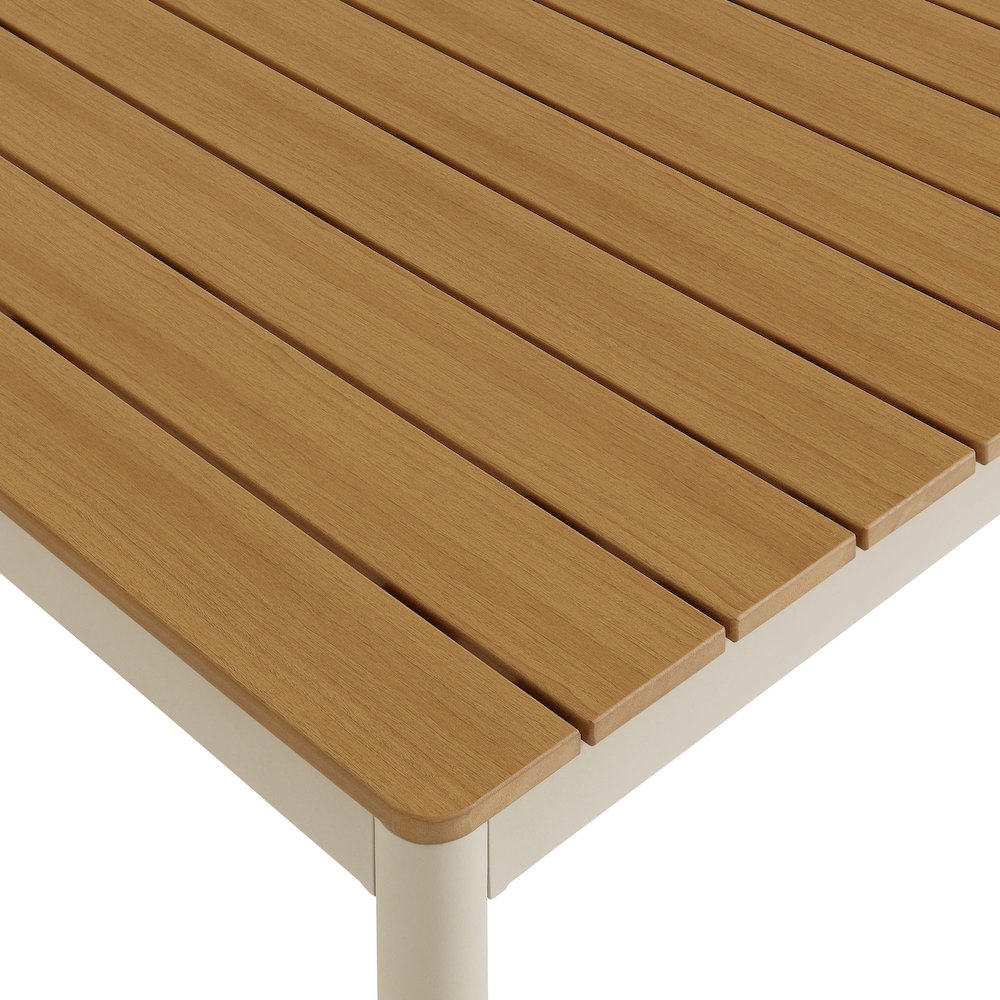 Finn 71" Outdoor Patio Aluminum Dining Table with Faux Wood Top. Picture 7