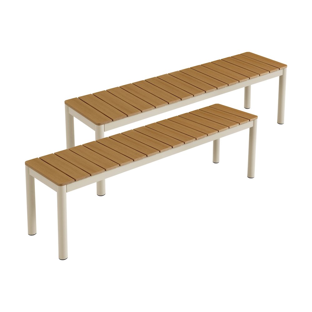 Finn Outdoor Patio Aluminum Bench with Faux Wood Top. Picture 1
