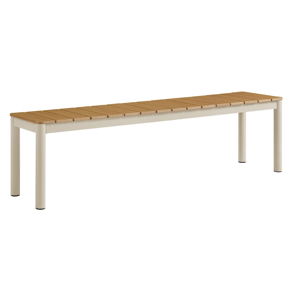Finn Outdoor Patio Aluminum Bench with Faux Wood Top. Picture 6
