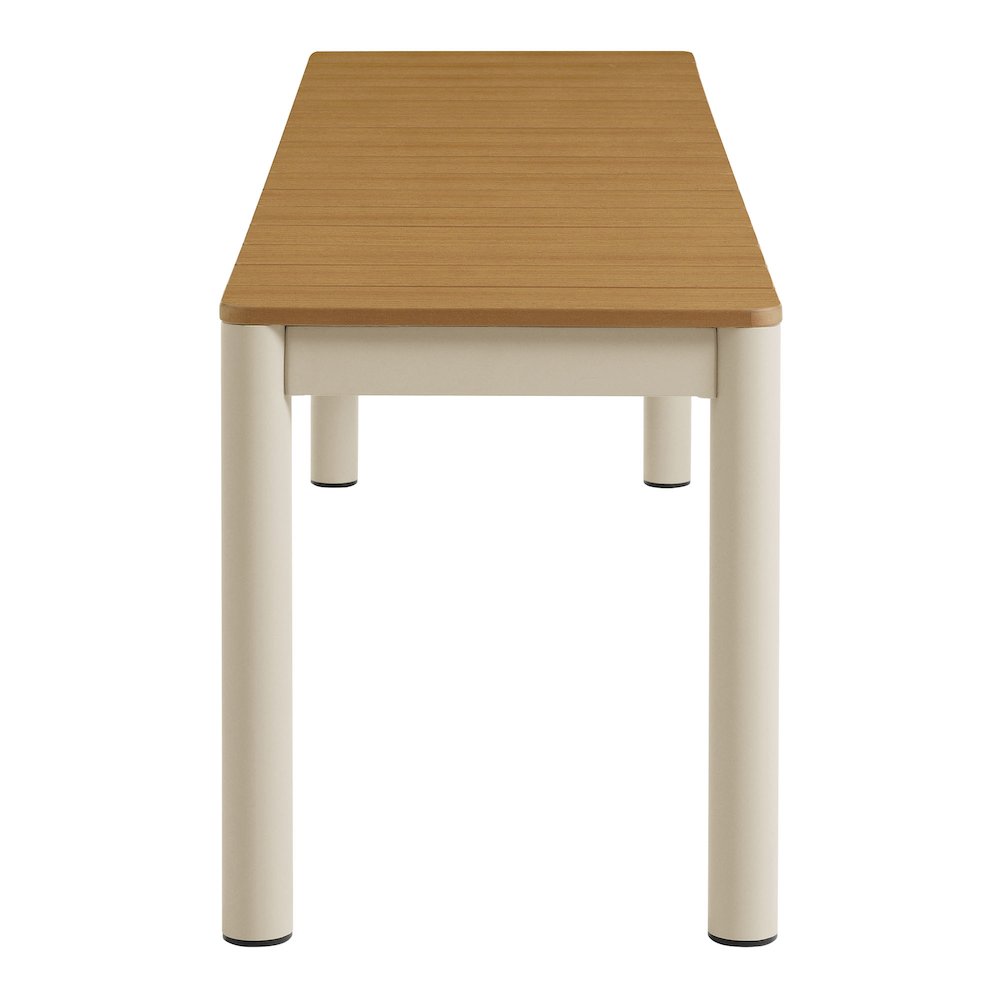 Finn Outdoor Patio Aluminum Bench with Faux Wood Top. Picture 7