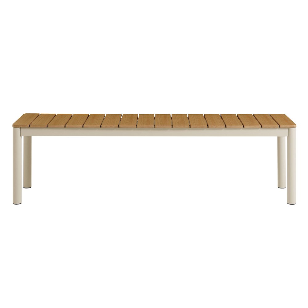Finn Outdoor Patio Aluminum Bench with Faux Wood Top. Picture 5