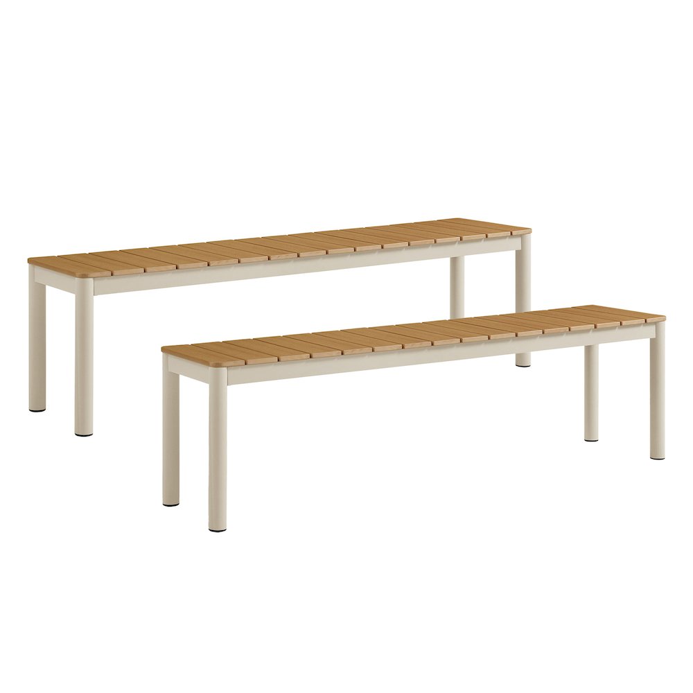 Finn Outdoor Patio Aluminum Bench with Faux Wood Top. Picture 4