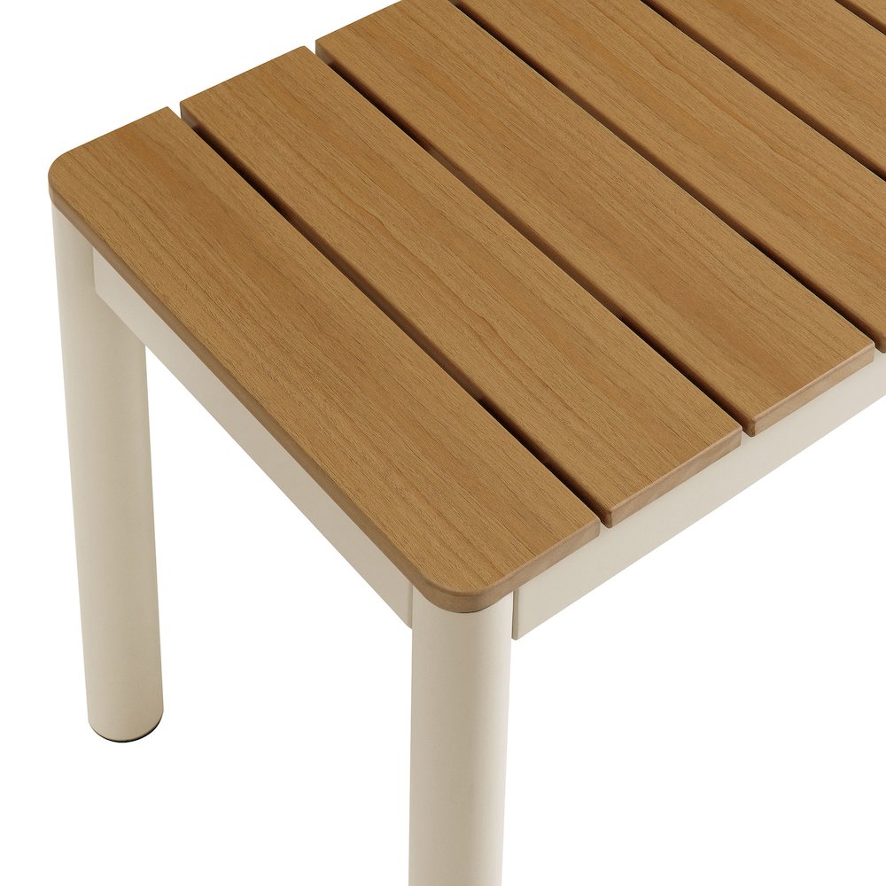 Finn Outdoor Patio Aluminum Bench with Faux Wood Top. Picture 8