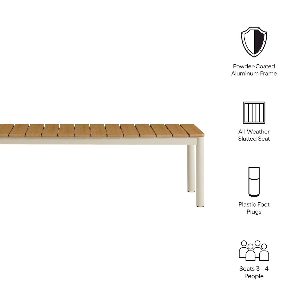 Finn Outdoor Patio Aluminum Bench with Faux Wood Top. Picture 3