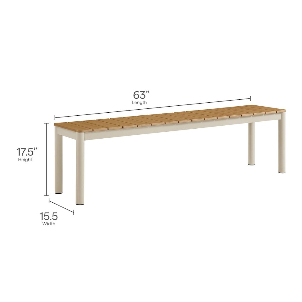 Finn Outdoor Patio Aluminum Faux Wood Dining Set with Benches. Picture 4