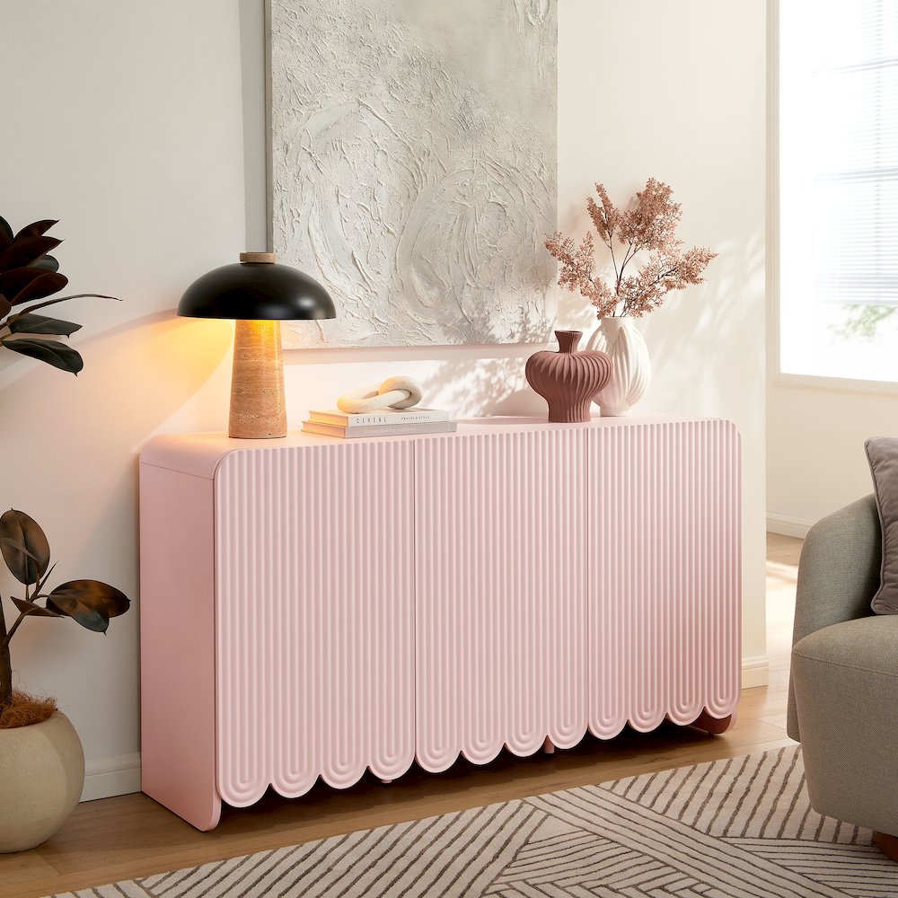 Dahlia Fluted and Scalloped Sideboard Storage Cabinet. Picture 8