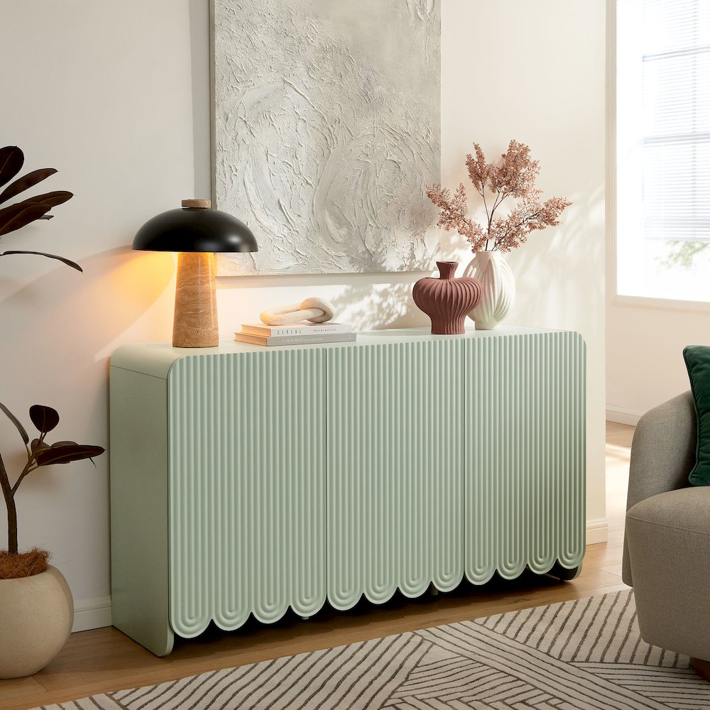 Dahlia Fluted and Scalloped Sideboard Storage Cabinet. Picture 8