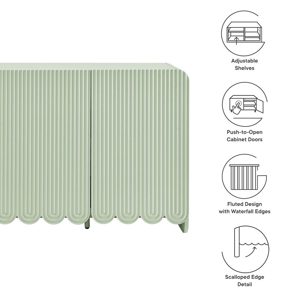 Dahlia Fluted and Scalloped Sideboard Storage Cabinet. Picture 3