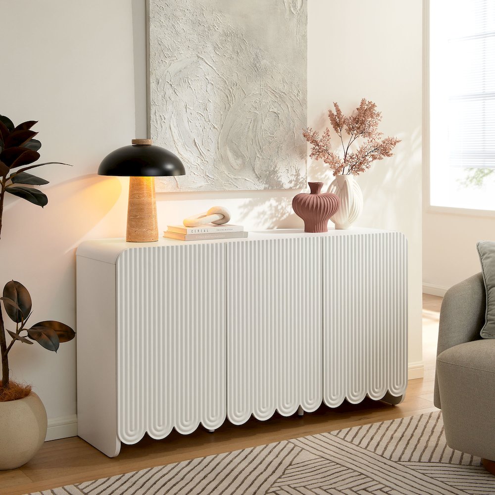 Dahlia Fluted and Scalloped Sideboard Storage Cabinet. Picture 8