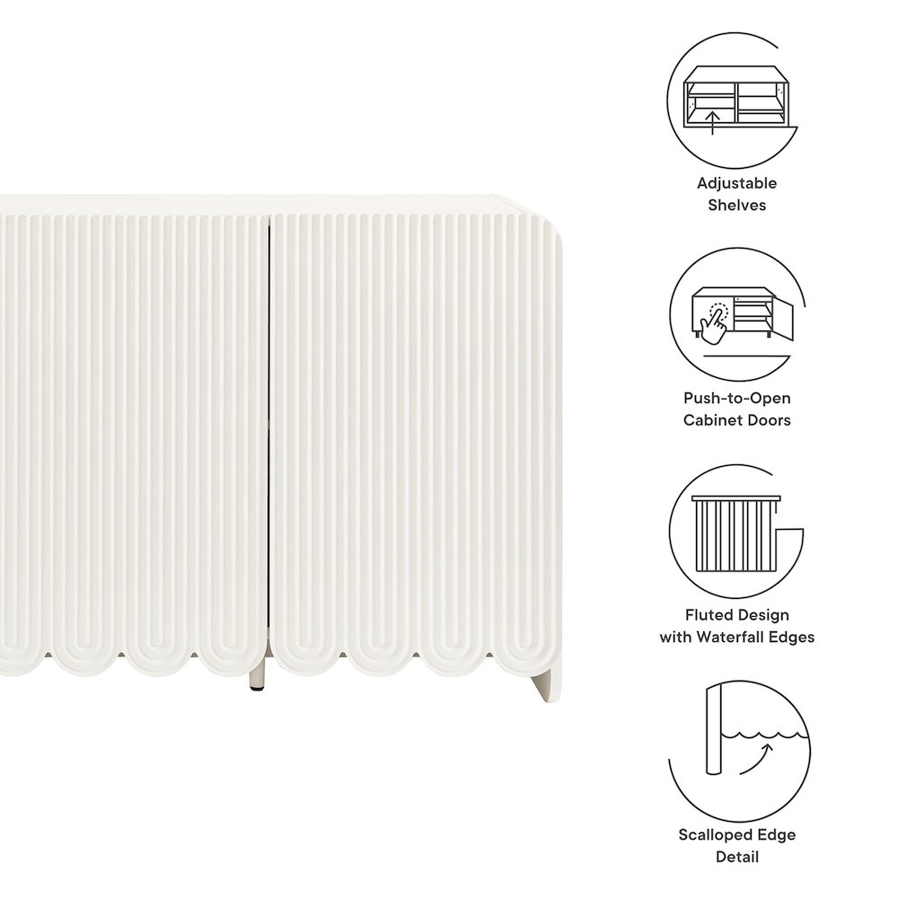 Dahlia Fluted and Scalloped Sideboard Storage Cabinet. Picture 3
