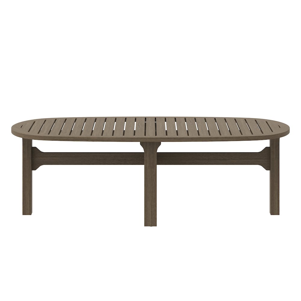 Saratoga Oval Outdoor Patio Teak Wood Coffee Table. Picture 5