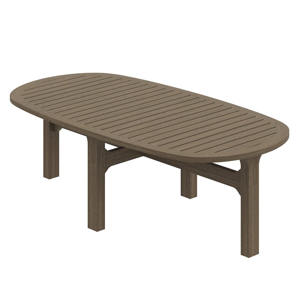 Saratoga Oval Outdoor Patio Teak Wood Coffee Table. Picture 6