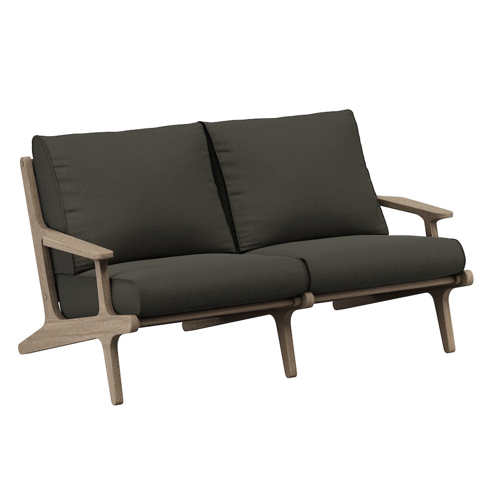 Saratoga Outdoor Patio Teak Wood Loveseat. Picture 1