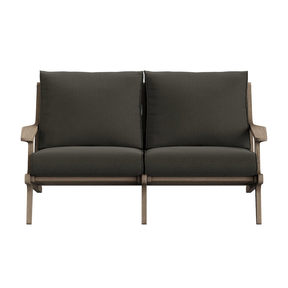 Saratoga Outdoor Patio Teak Wood Loveseat. Picture 6