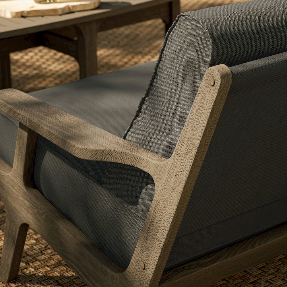Saratoga Outdoor Patio Teak Wood Loveseat. Picture 9