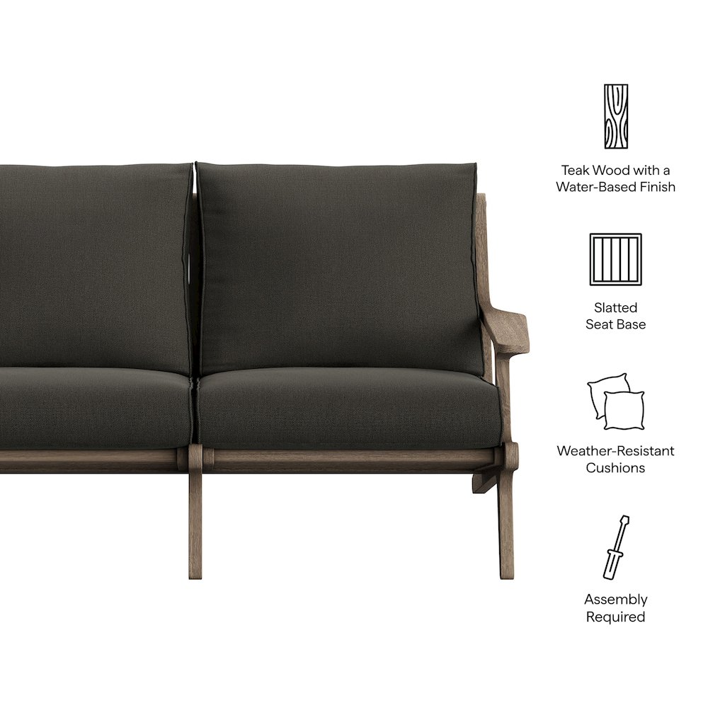Saratoga Outdoor Patio Teak Wood Loveseat. Picture 2
