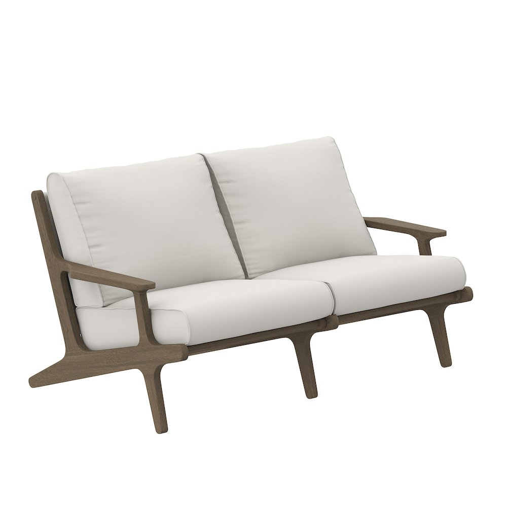 Saratoga Outdoor Patio Teak Wood Loveseat. Picture 1