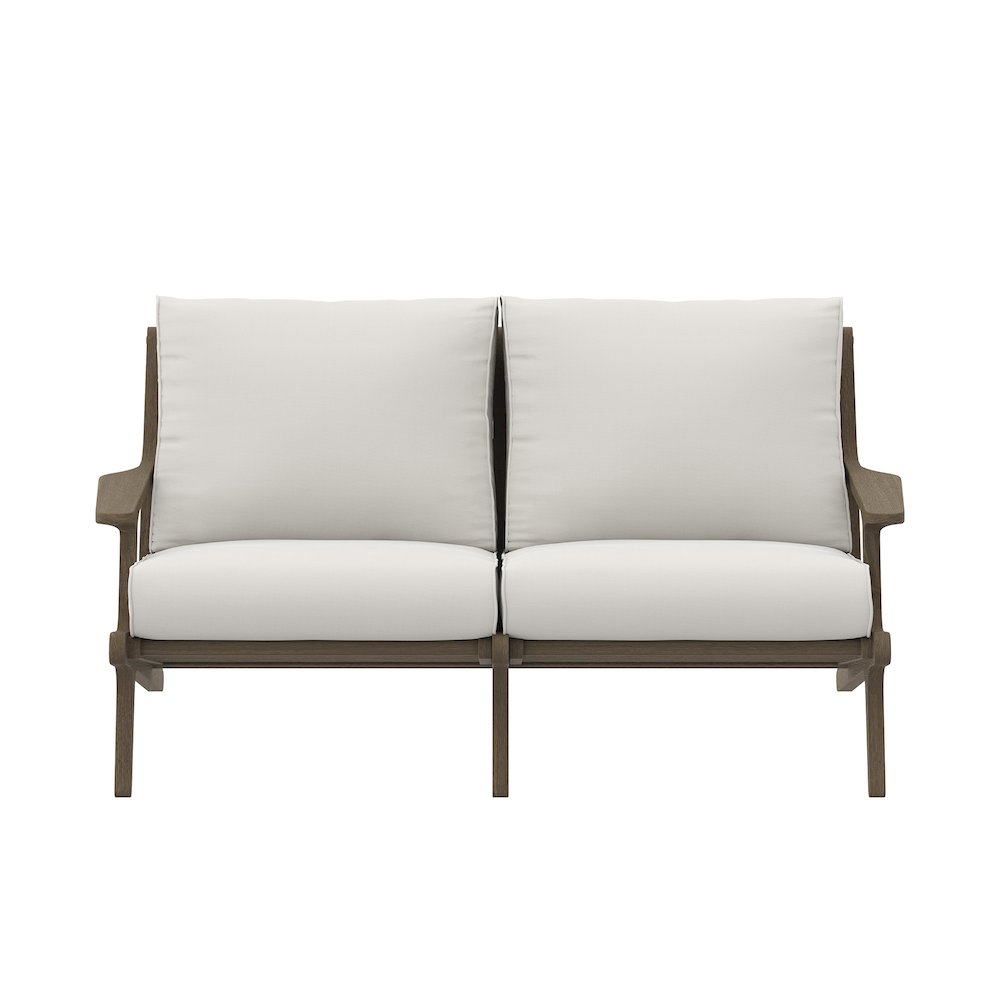 Saratoga Outdoor Patio Teak Wood Loveseat. Picture 6