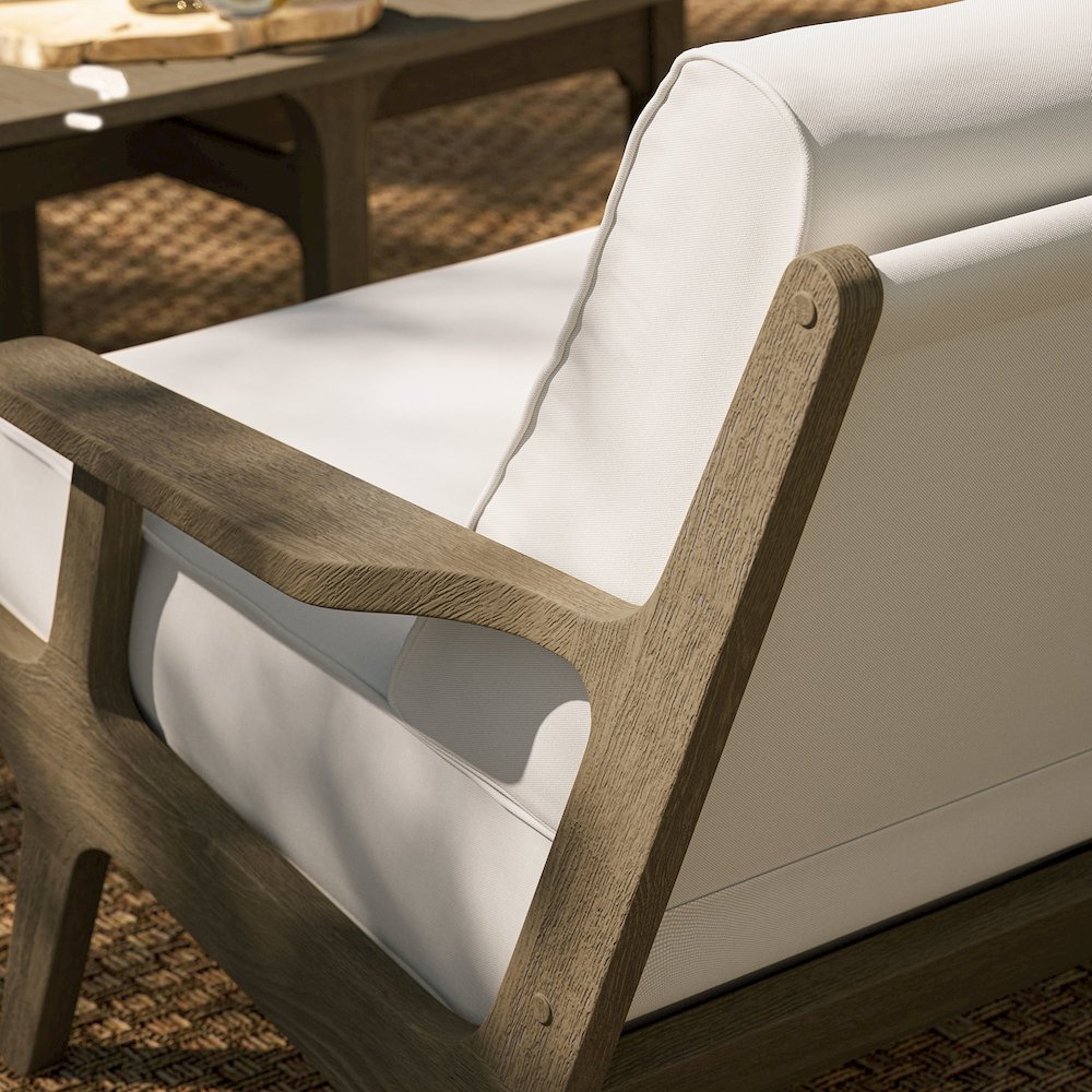 Saratoga Outdoor Patio Teak Wood Loveseat. Picture 10
