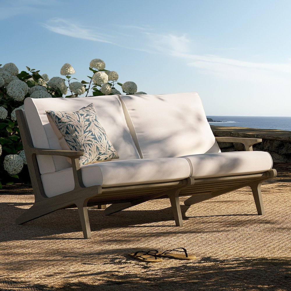 Saratoga Outdoor Patio Teak Wood Loveseat. Picture 9
