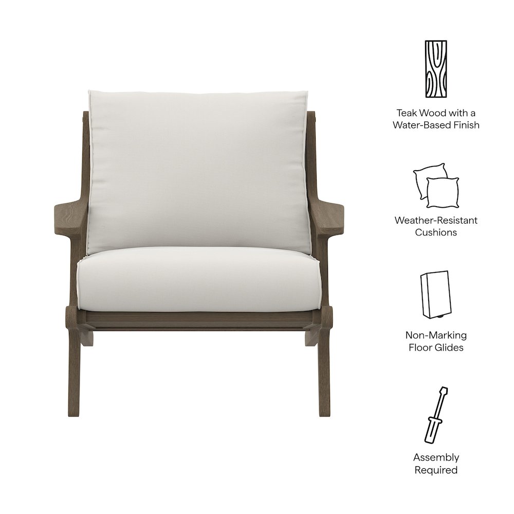 Saratoga Outdoor Patio Teak Wood Armchair. Picture 3