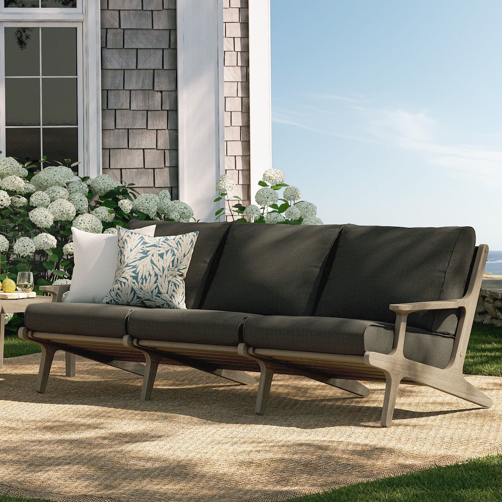 Saratoga Outdoor Patio Teak Sofa. Picture 8