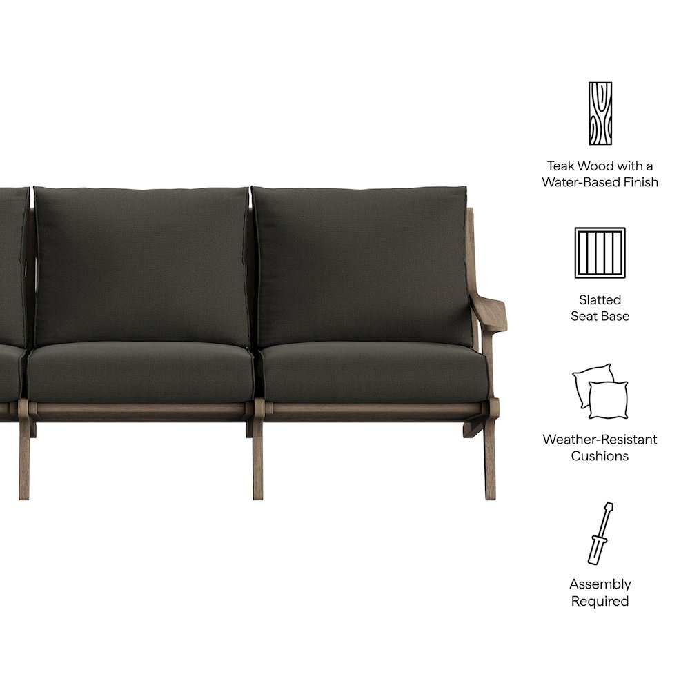 Saratoga Outdoor Patio Teak Sofa. Picture 2