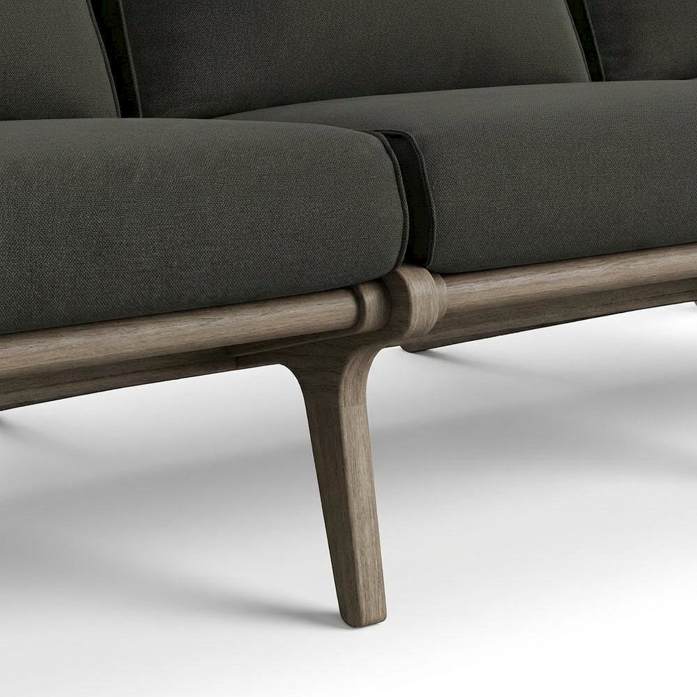 Teak Outdoor Sofa with High-Back Armrests for Patio, Deck or Porch, Flint Gray. Picture 7