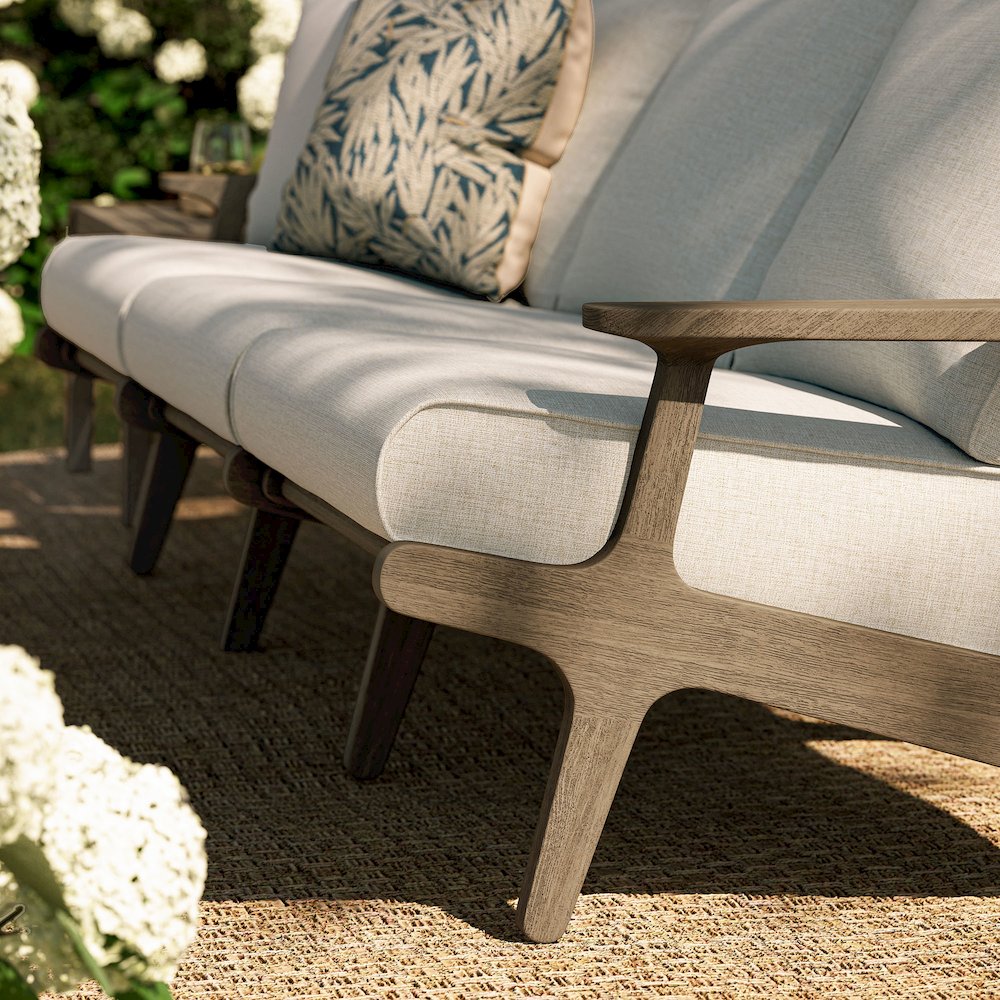 Saratoga Outdoor Patio Teak Sofa. Picture 9
