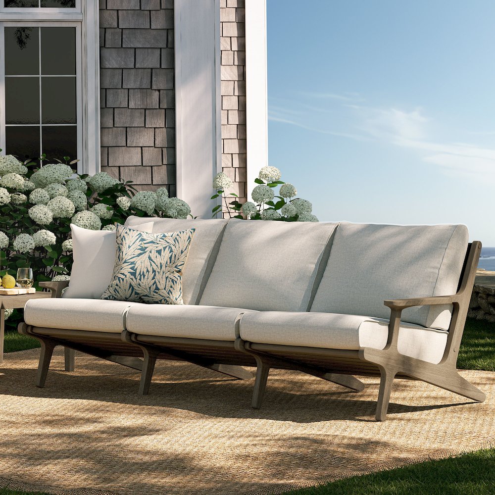 Saratoga Outdoor Patio Teak Sofa. Picture 8
