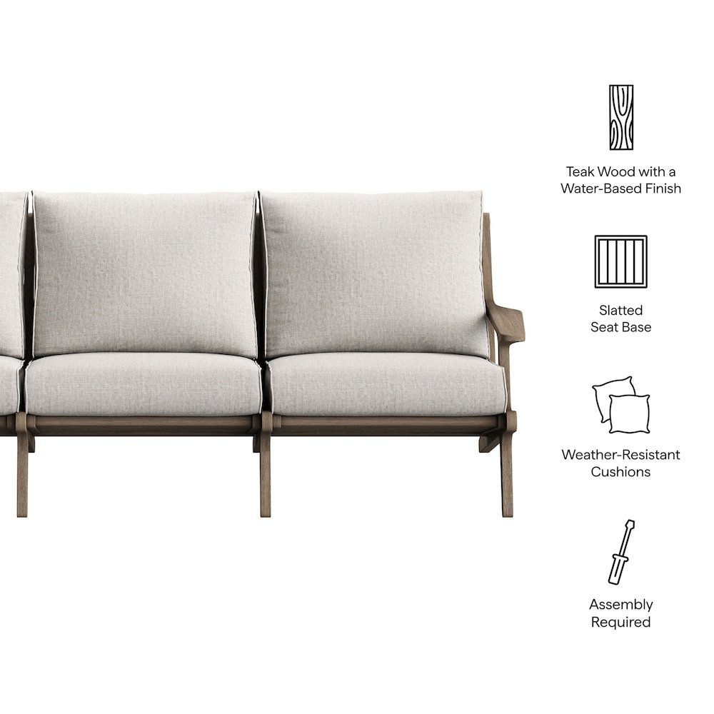 Saratoga Outdoor Patio Teak Sofa. Picture 2
