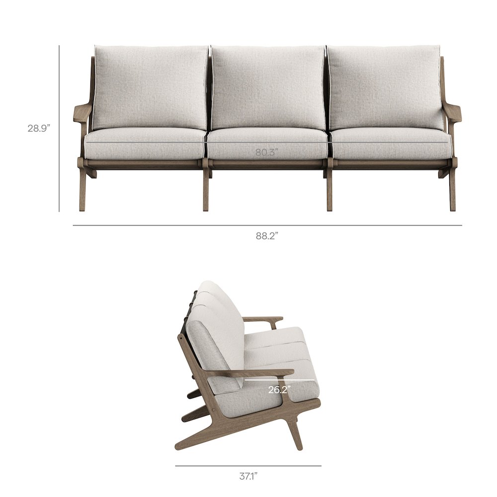 Saratoga Outdoor Patio Teak Sofa. Picture 3