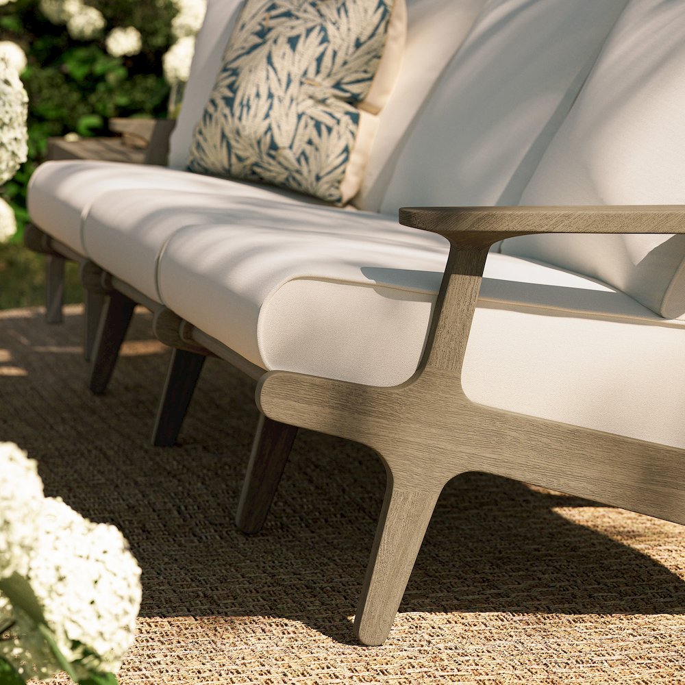 Saratoga Outdoor Patio Teak Sofa. Picture 10