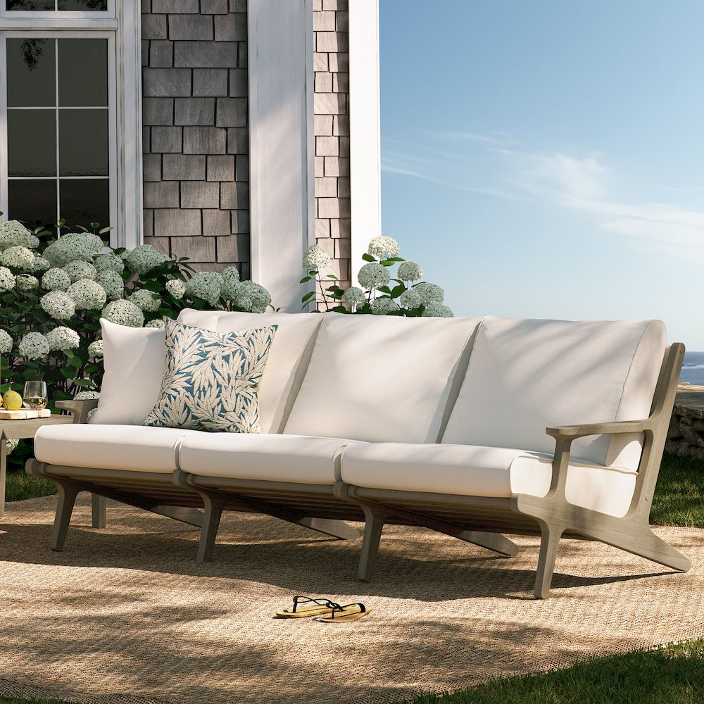Saratoga Outdoor Patio Teak Sofa. Picture 9