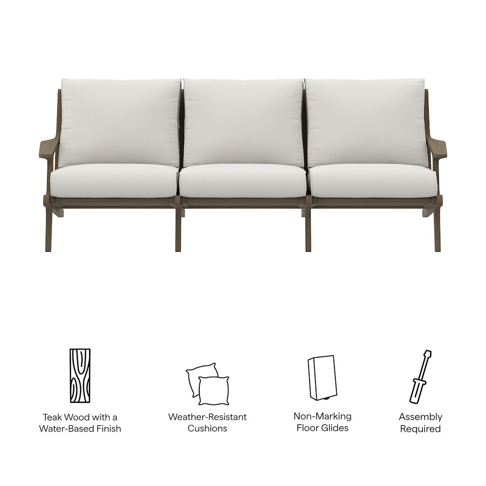 Saratoga Outdoor Patio Teak Sofa. Picture 3
