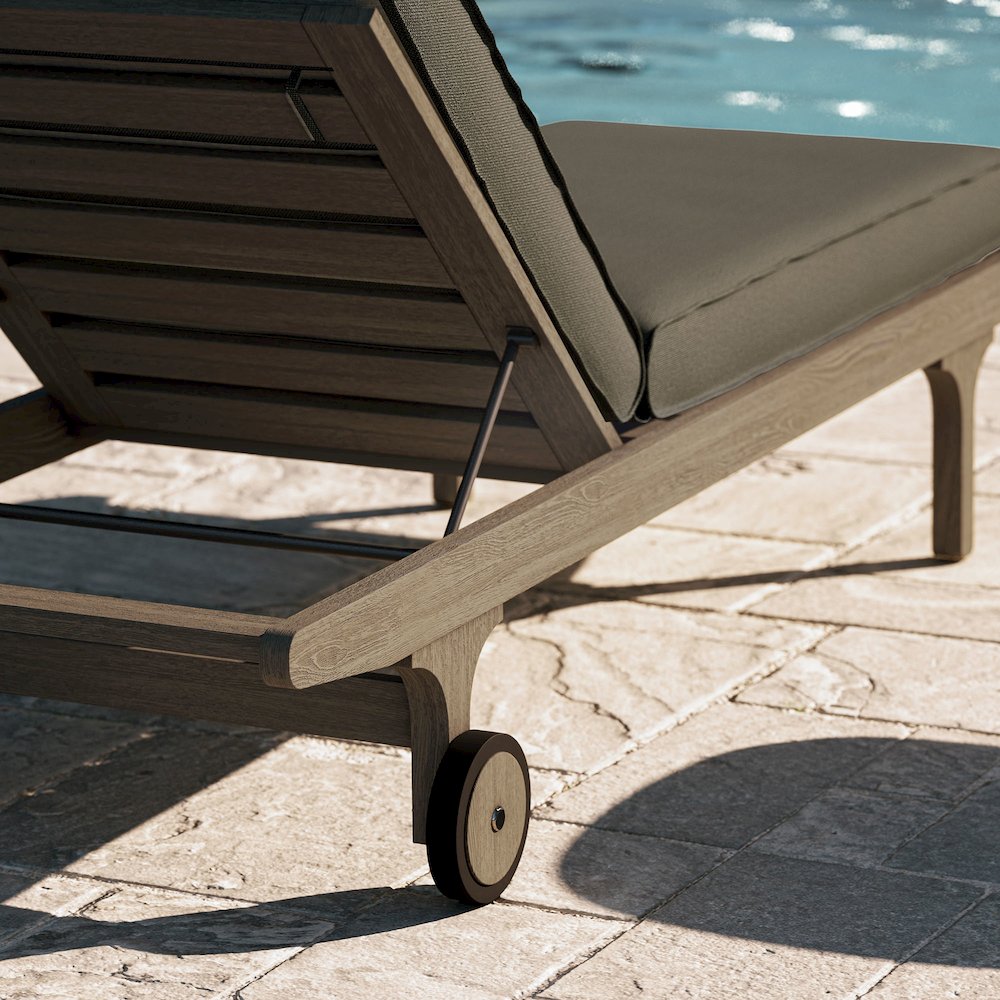 Saratoga Outdoor Patio Teak Chaise Lounge Chair. Picture 9