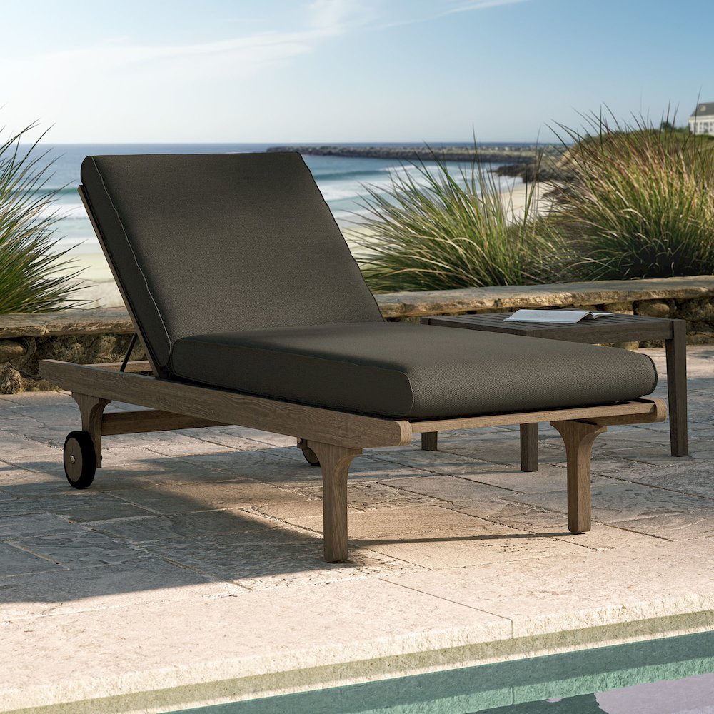 Saratoga Outdoor Patio Teak Chaise Lounge Chair. Picture 8