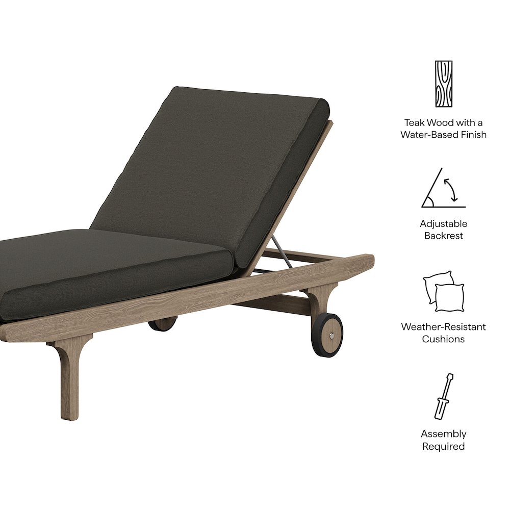 Saratoga Outdoor Patio Teak Chaise Lounge Chair. Picture 2