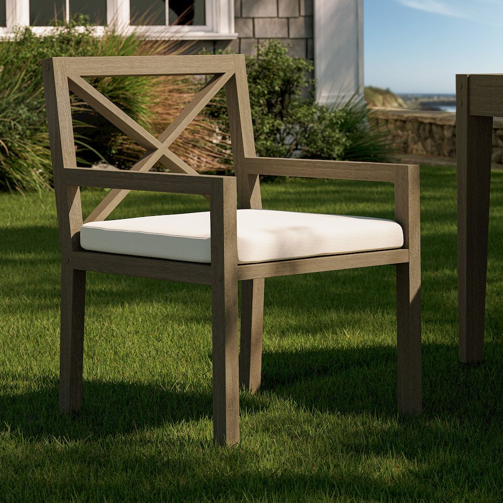 Northlake Outdoor Patio Teak Dining Armchair. Picture 9