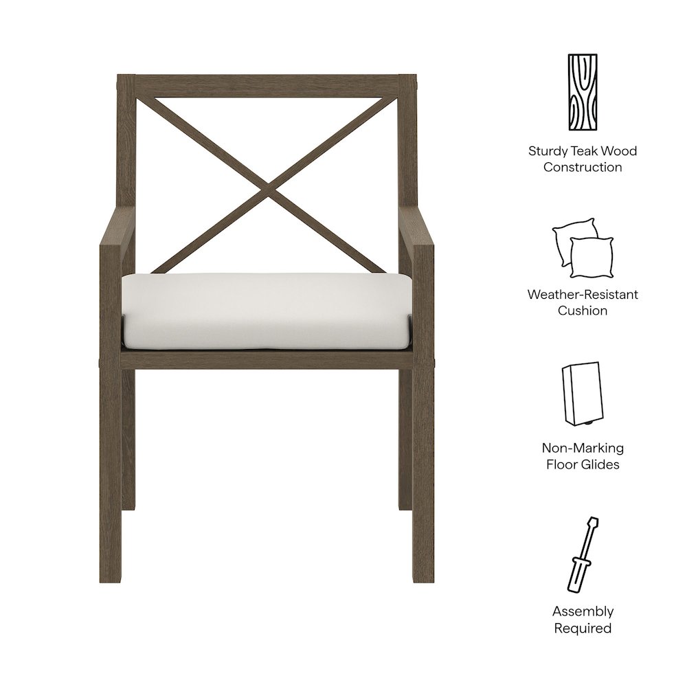 Northlake Outdoor Patio Teak Dining Armchair. Picture 3
