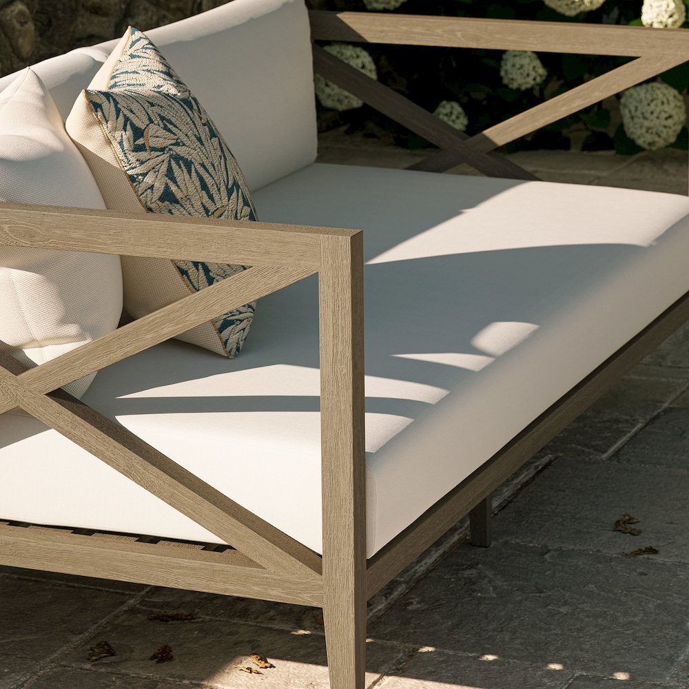 Northlake Outdoor Patio Teak Loveseat. Picture 10