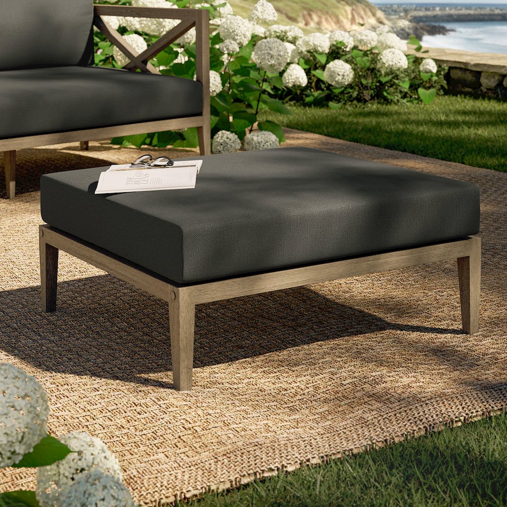 Northlake Outdoor Patio Teak Ottoman. Picture 7