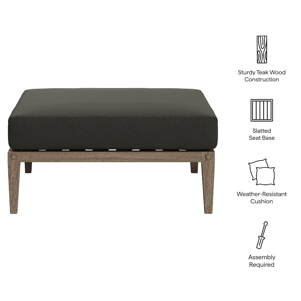 Northlake Outdoor Patio Teak Ottoman. Picture 2